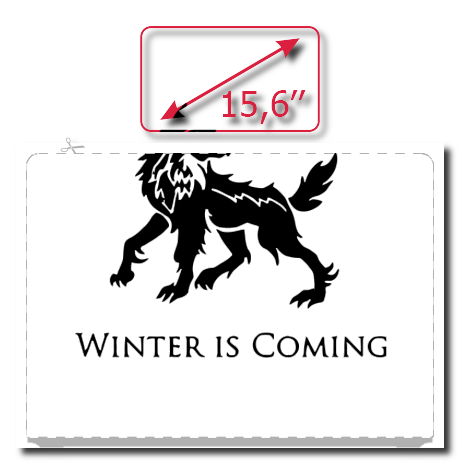 Naklejka na laptop „Winter Is Coming – Direwolf”