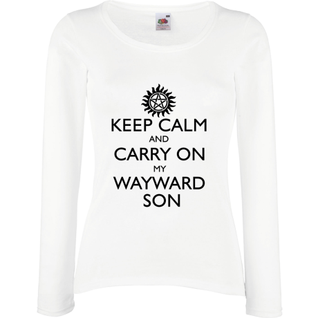 Koszulka damska z długim rękawem „Keep Calm and Carry On My Wayward Son”