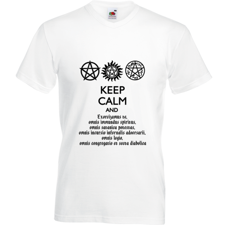 Koszulka w serek „Keep Calm and Exorcizamus”