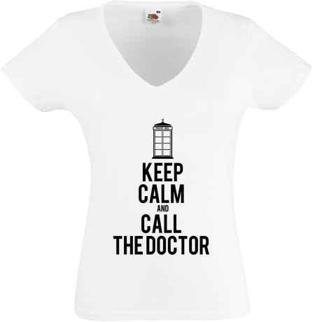 Koszulka damska w serek „Keep Calm and Call the Doctor”
