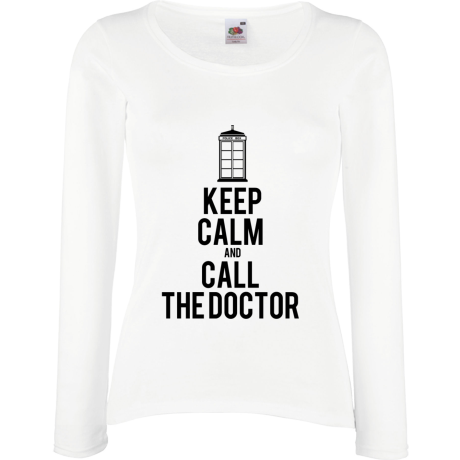 Koszulka damska z długim rękawem „Keep Calm and Call the Doctor”