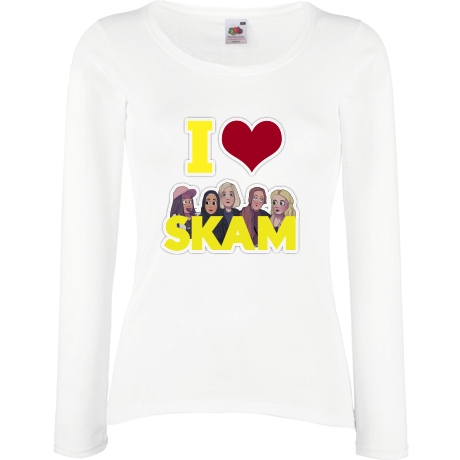 Koszulka damska z długim rękawem „I love Skam”
