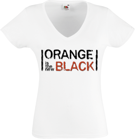 Koszulka damska w serek „Orange Is the New Black”