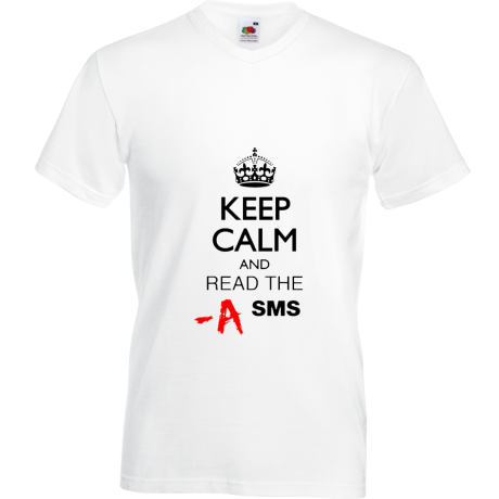 Koszulka w serek „Keep Calm and Read the SMS”