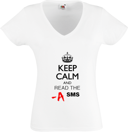 Koszulka damska w serek „Keep Calm and Read the SMS”
