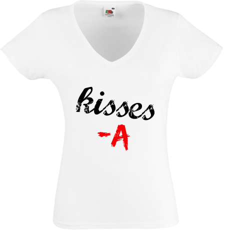 Koszulka damska w serek „Kisses A”