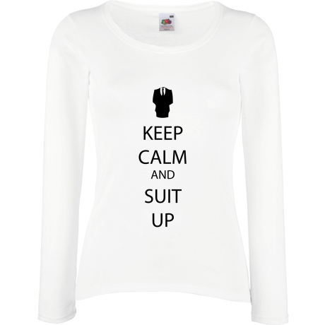 Koszulka damska z długim rękawem „Keep Calm and Suit Up”