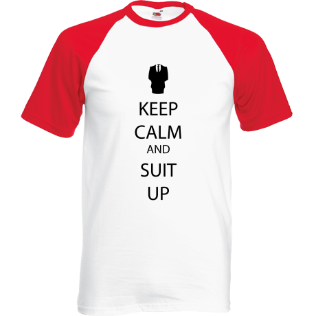Koszulka bejsbolówka „Keep Calm and Suit Up”