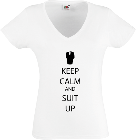 Koszulka damska w serek „Keep Calm and Suit Up”
