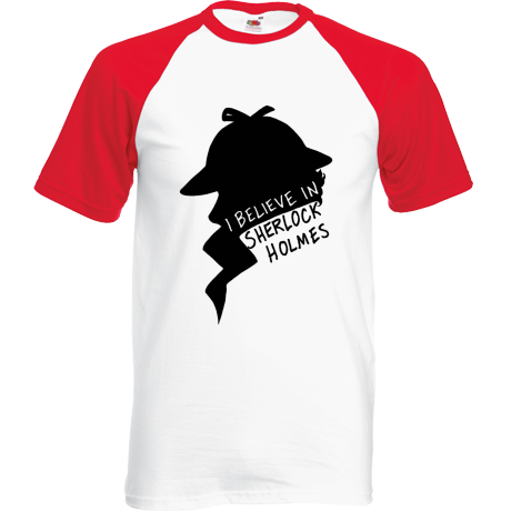 Koszulka bejsbolówka „I Believe in Sherlock Holmes”