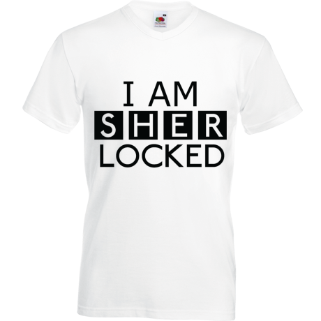 Koszulka w serek „I Am Sherlocked”