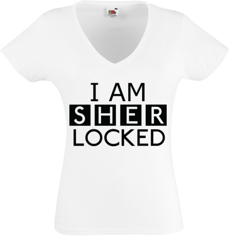 Koszulka damska w serek „I Am Sherlocked”