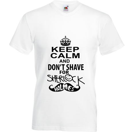 Koszulka w serek „Keep Calm And I Don’t Shave For Sherlock Holmes”