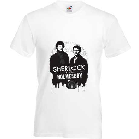 Koszulka w serek „Sherlock is My Holmesboy”