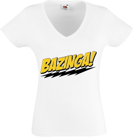 Koszulka damska w serek „Bazinga!”