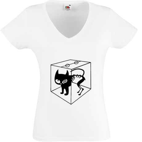 Koszulka damska w serek „Schrodinger’s Cat”