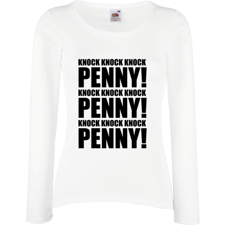 Koszulka damska z długim rękawem „Knock Knock Knock Penny”