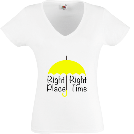 Koszulka damska w serek „Right Place Right Time”