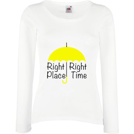 Koszulka damska z długim rękawem „Right Place Right Time”