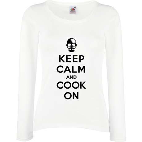 Koszulka damska z długim rękawem „Keep Calm and Cook On”