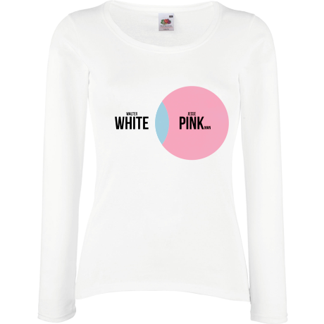Koszulka damska z długim rękawem „White and Pink”