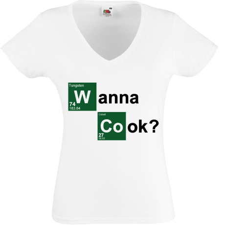 Koszulka damska w serek „Wanna Cook?”