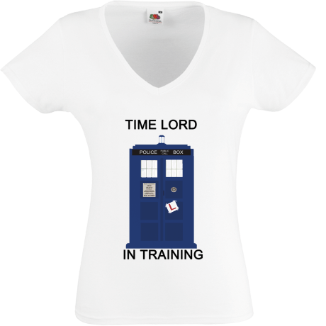 Koszulka damska w serek „Time Lord in Training”