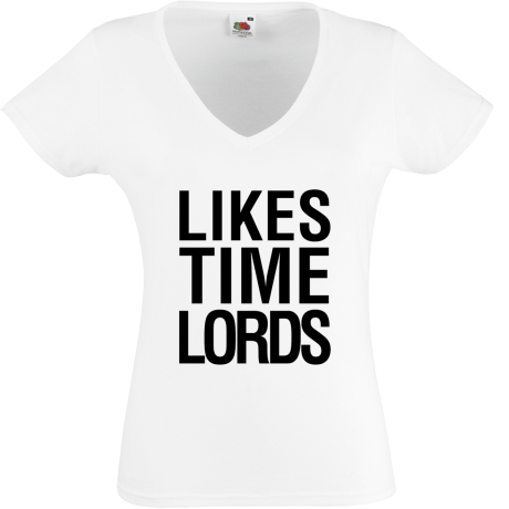 Koszulka damska w serek „Likes Time Lords”
