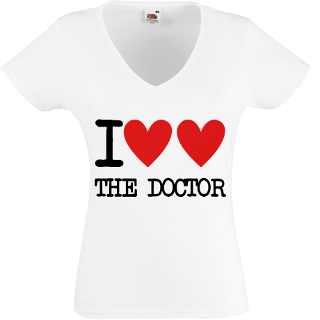 Koszulka damska w serek „I Heart The Doctor”