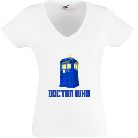 Koszulka damska w serek „Doctor Who Police Box”