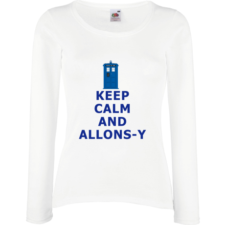 Koszulka damska z długim rękawem „Keep Calm and Allons-y”
