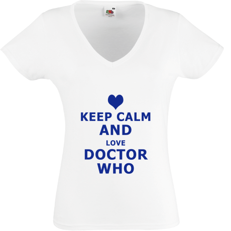 Koszulka damska w serek „Keep Calm and Love Doctor Who”