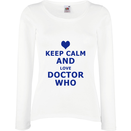 Koszulka damska z długim rękawem „Keep Calm and Love Doctor Who”