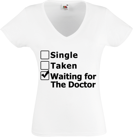Koszulka damska w serek „Waiting for the Doctor”