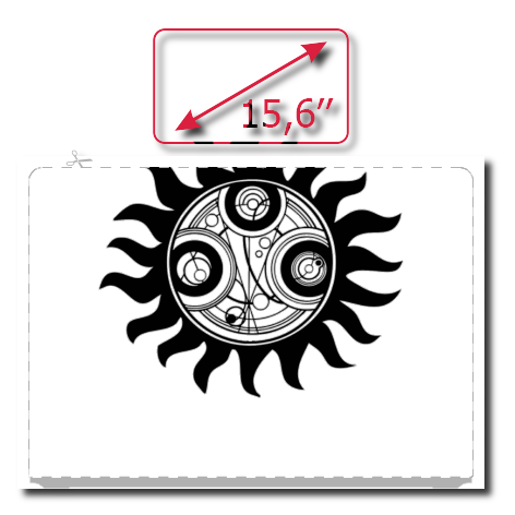 Naklejka na laptop „SuperWho Time Lord Tattoo Symbol”