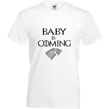 Koszulka w serek „Baby Is Coming”