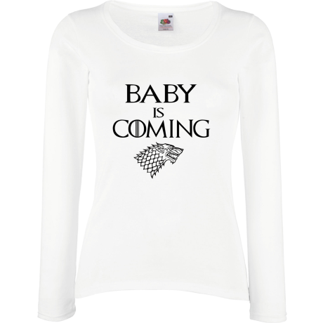 Koszulka damska z długim rękawem „Baby Is Coming”