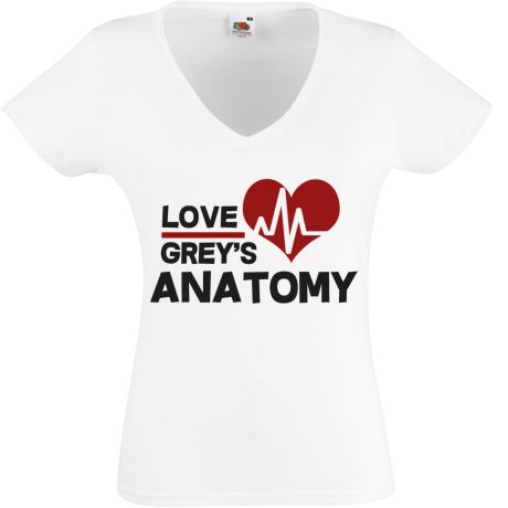 Koszulka damska w serek „Love Grey’s Anatomy”