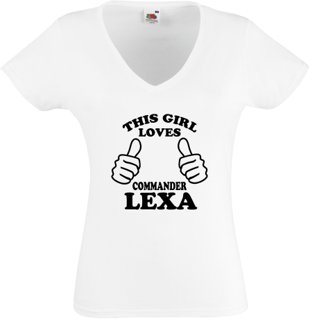 Koszulka damska w serek „This Girl Loves Commander Lexa”