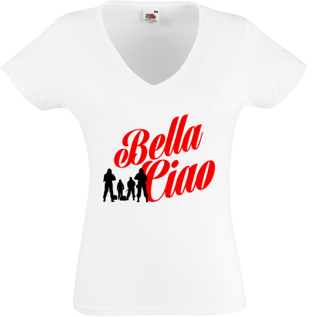 Koszulka damska w serek „Bella Ciao”