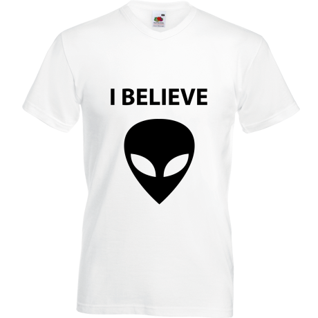 Koszulka w serek „I Believe Alien”