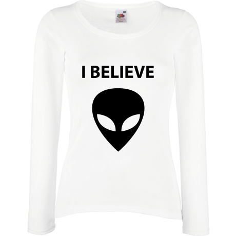 Koszulka damska z długim rękawem „I Believe Alien”