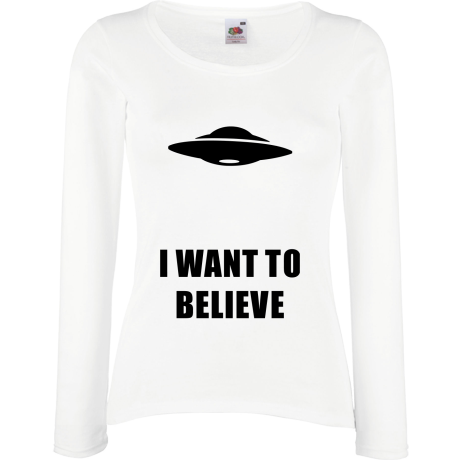 Koszulka damska z długim rękawem „I Want To Believe UFO”