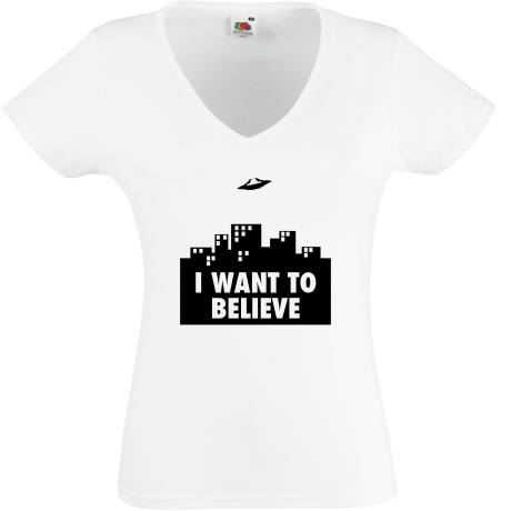 Koszulka damska w serek „I Want To Believe 2”