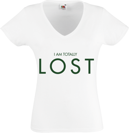 Koszulka damska w serek „I Am Totally Lost”