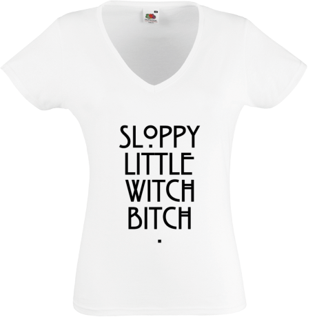 Koszulka damska w serek „Sloopy Little Witch Bitch”