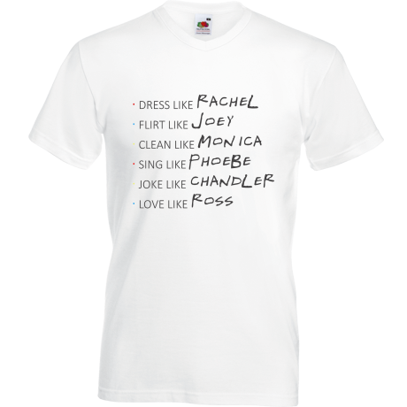 Koszulka w serek „Rachel & Joey & Monica & Phoebe & Chandler & Ross”