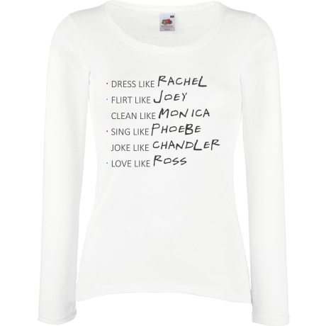 Koszulka damska z długim rękawem „Rachel & Joey & Monica & Phoebe & Chandler & Ross”