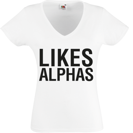 Koszulka damska w serek „Likes Alphas”
