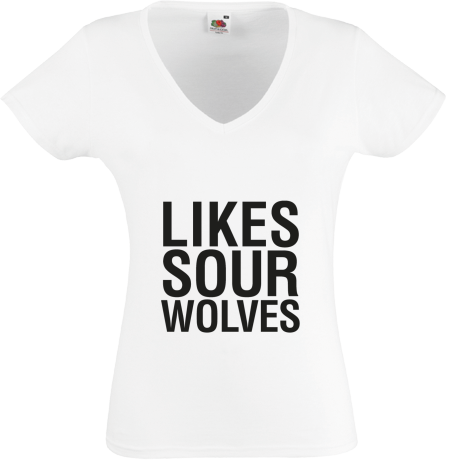 Koszulka damska w serek „Likes Sour Wolves”